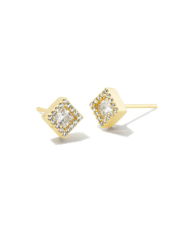 Kendra Scott Gracie Stud Earrings - White, 14K Gold Plated