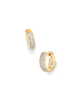 Kendra Scott Boxed Mikki Pavé Huggie Earrings - White, 14K Gold Plated