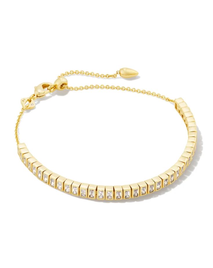 Kendra Scott Gracie Tennis Delicate Chain Bracelet - White, 14K Gold Plated