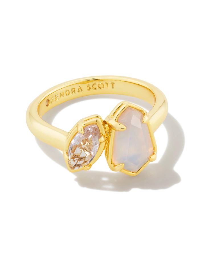 Kendra Scott Alexandria Cocktail Ring - Neutral Mix, 14K Gold Plated - Size 6