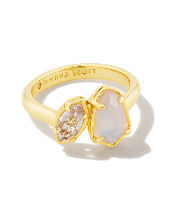 Kendra Scott Alexandria Cocktail Ring - Neutral Mix, 14K Gold Plated - Size 7