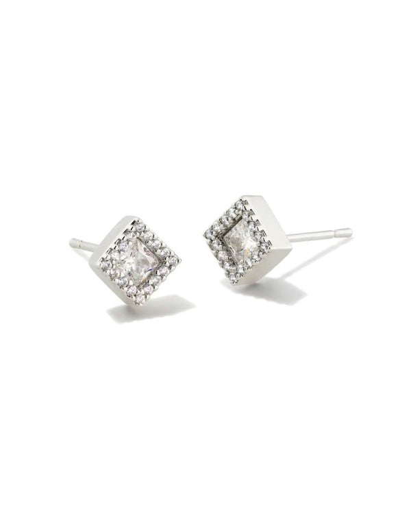 Kendra Scott Gracie Stud Earrings - White, Rhodium Plated