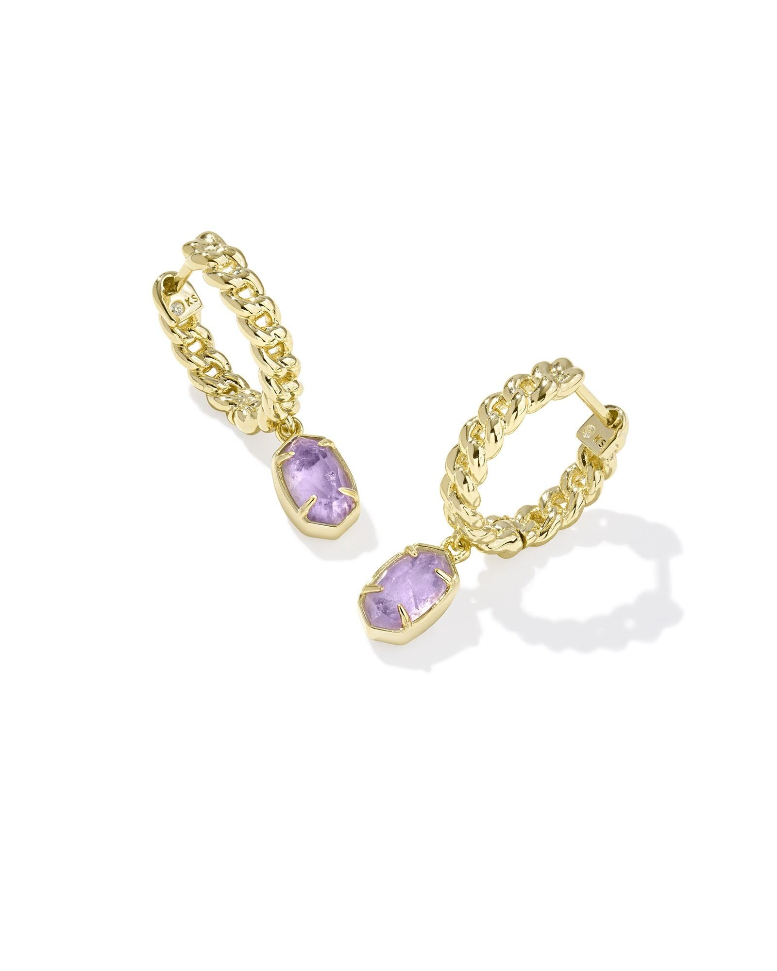 Kendra Scott Emilie Amethyst Huggie Earrings - Gold Plated
