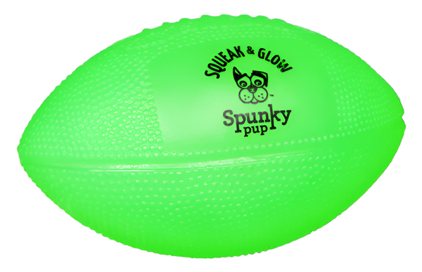 Spunky Pup Squeak & Glow Football Dog Toy