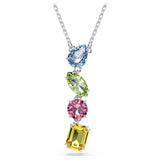 Swarovski Gema Y Pendant Necklace - Mixed Cuts, Multicolored, Rhodium Plated