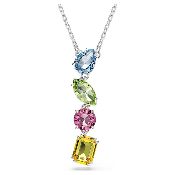 Swarovski Gema Y Pendant Necklace - Mixed Cuts, Multicolored, Rhodium Plated