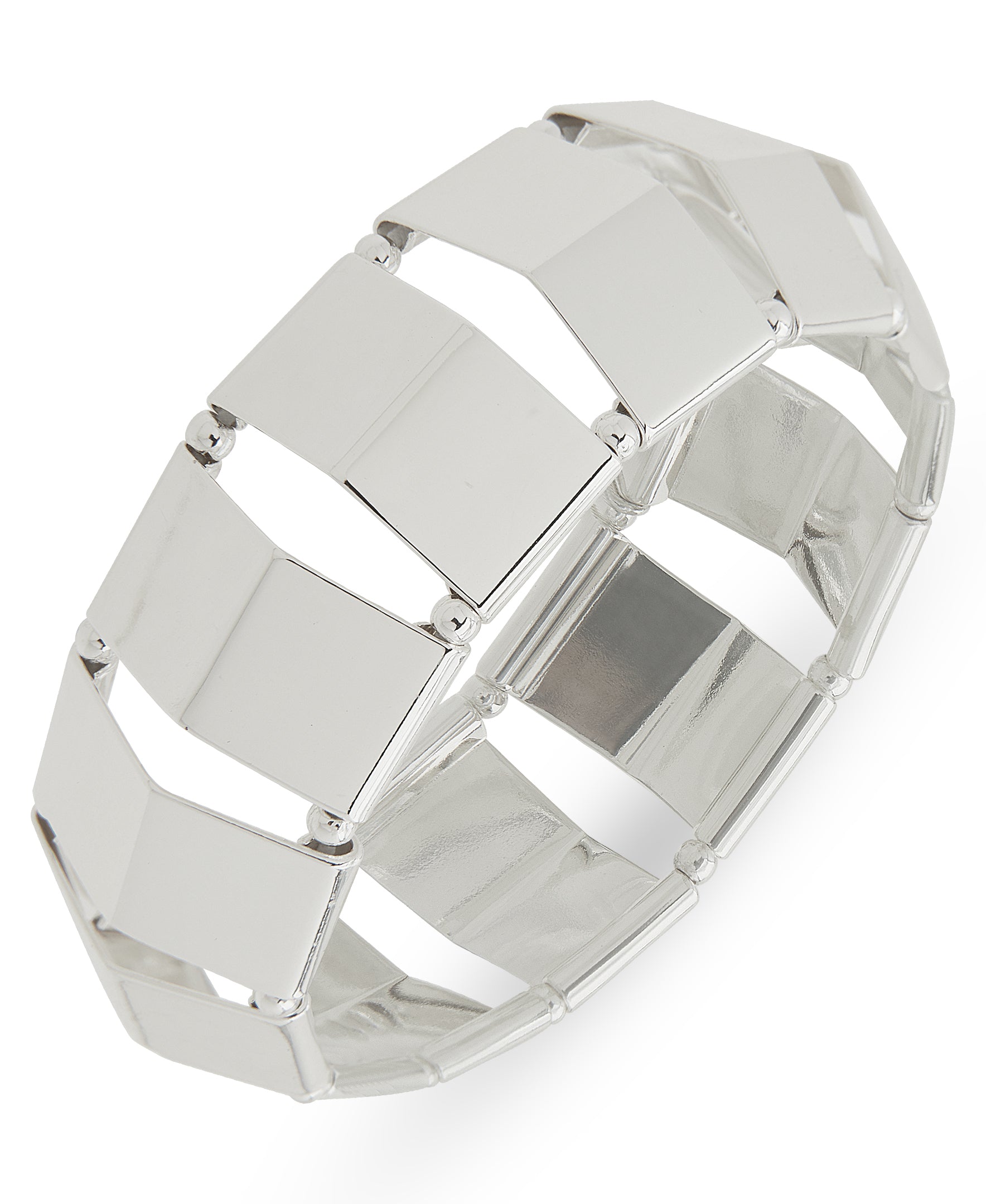 Nine West Silver-Tone Geo Panel Stretch Bracelet