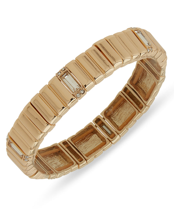 Nine West Gold-Tone Crystal Banded Stretch Bracelet