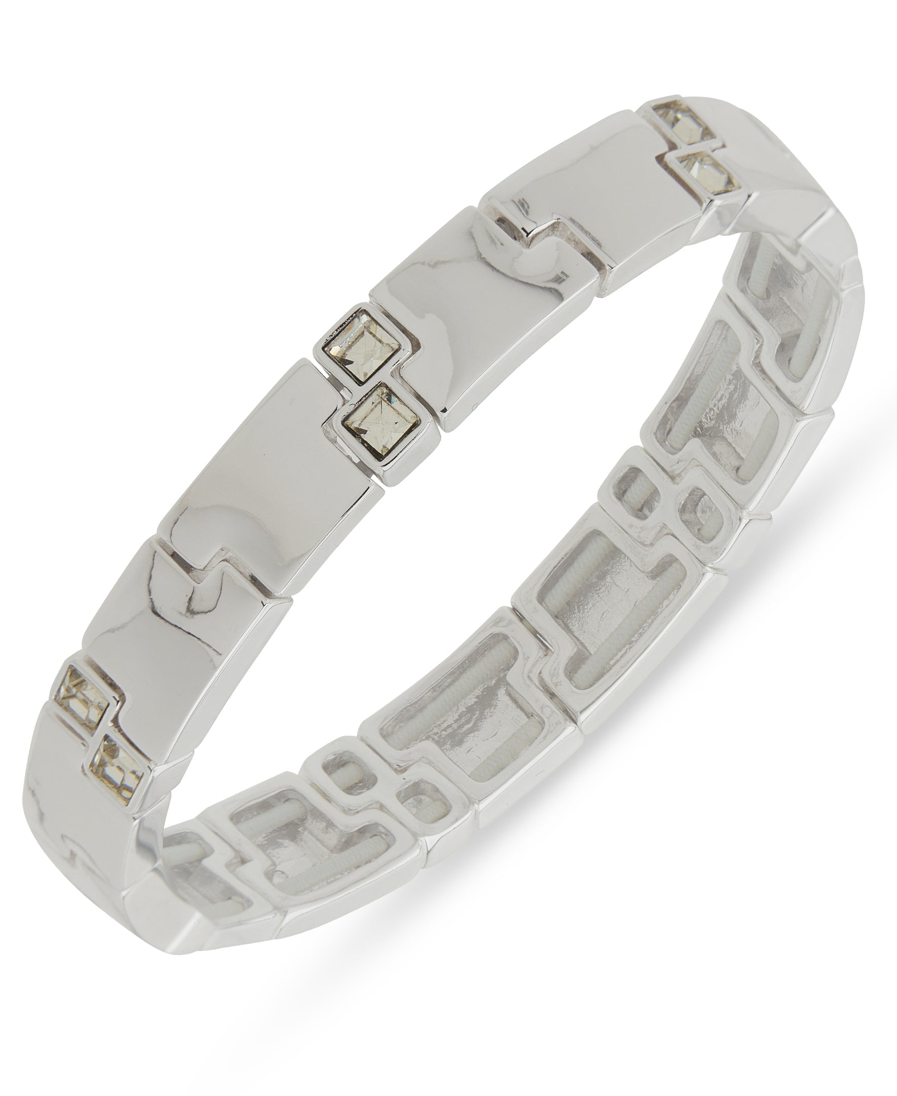 Nine West Silver-Tone Crystal Stretch Bracelet
