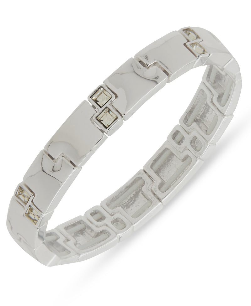 Nine West Silver-Tone Crystal Stretch Bracelet