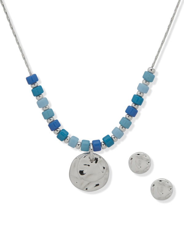 Nine West Silver-Tone Molten Necklace & Earrings Set