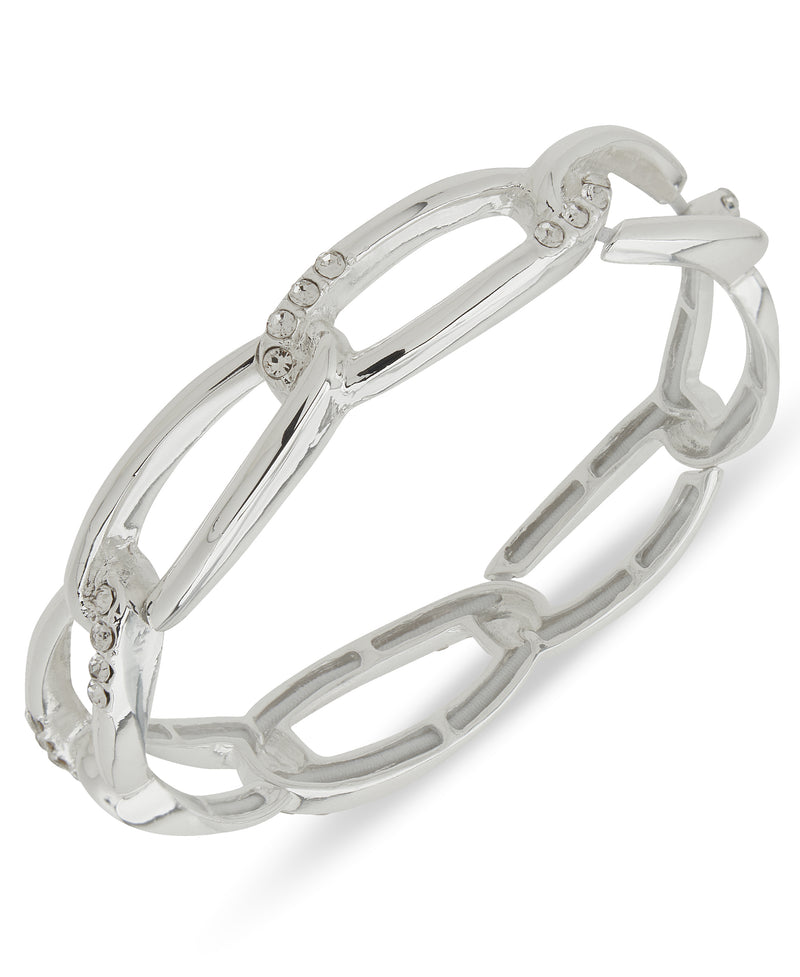 Nine West Silver-Tone Pave Link Stretch Bracelet