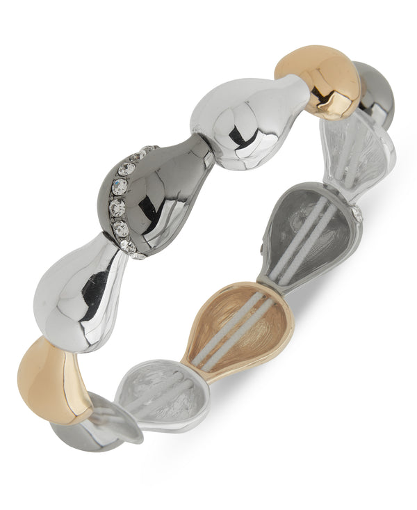 Nine West Boxed Tri-Tone Puffy Teardrop Stretch Bracelet