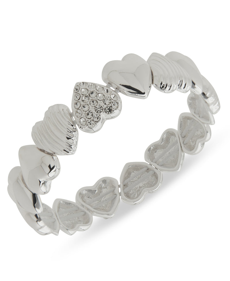 Nine West Silver-Tone Puffy Heart Stretch Bracelet