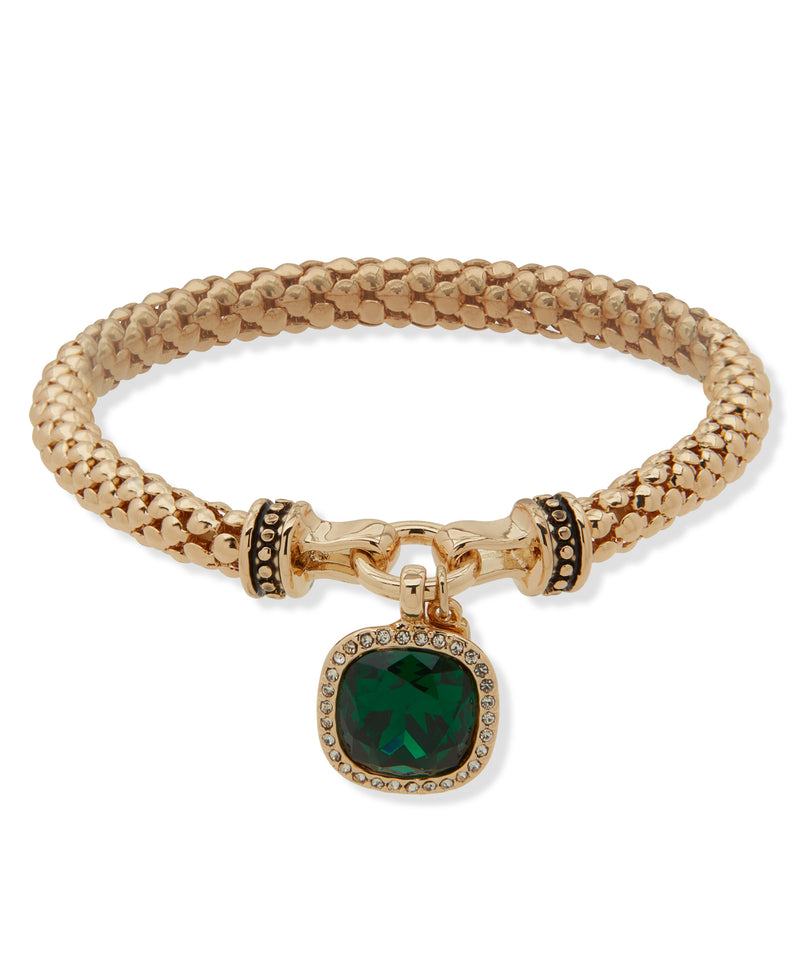 Nine West Gold-Tone Square Gem Stretch Bracelet