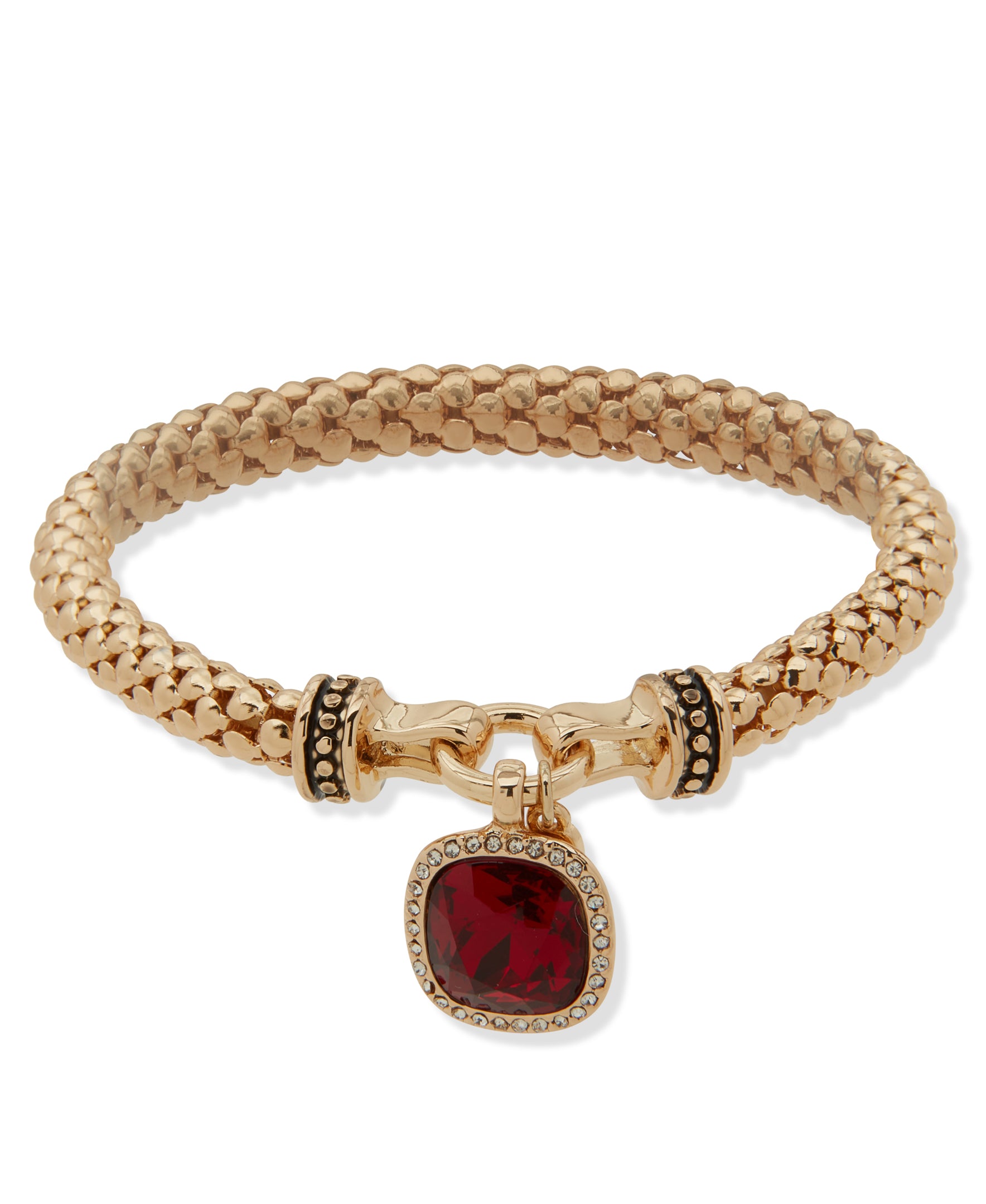 Nine West Gold-Tone Square Gem Stretch Bracelet