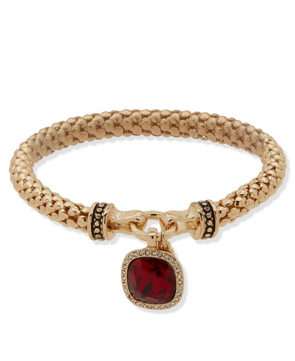 Nine West Gold-Tone Square Gem Stretch Bracelet