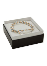 Nine West Tri-Tone Multi Cross Charm Bracelet Set