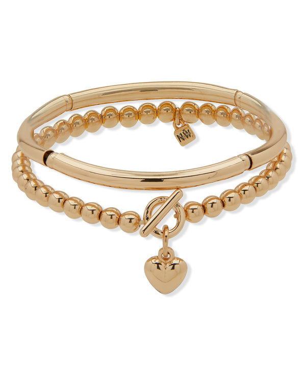 Nine West Boxed Gold Heart Toggle Stretch Bracelet