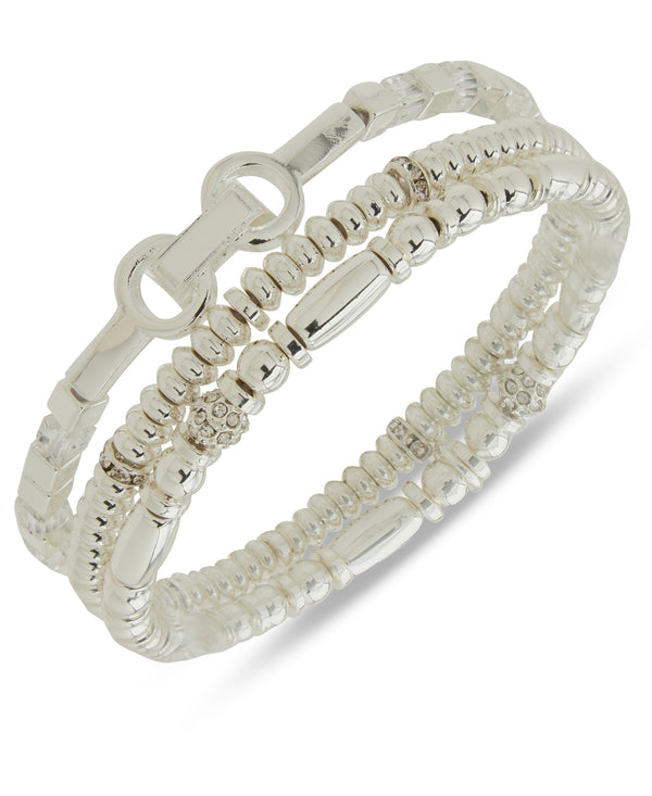 Nine West Silver-Tone Crystal Beaded Stretch Bracelet Set