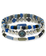 Nine West Silver-Tone Multi Beaded Stretch Bracelet Set