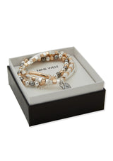Nine West Tri-Tone Multi Heart Stretch Bracelet Set