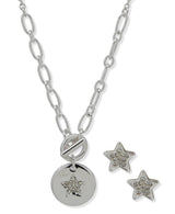 Nine West Silver-Tone Star Necklace & Earring Set