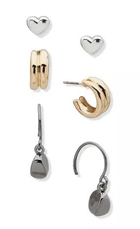 Nine West Tri-Tone Pear Trio Post Earrings - Set Of 3