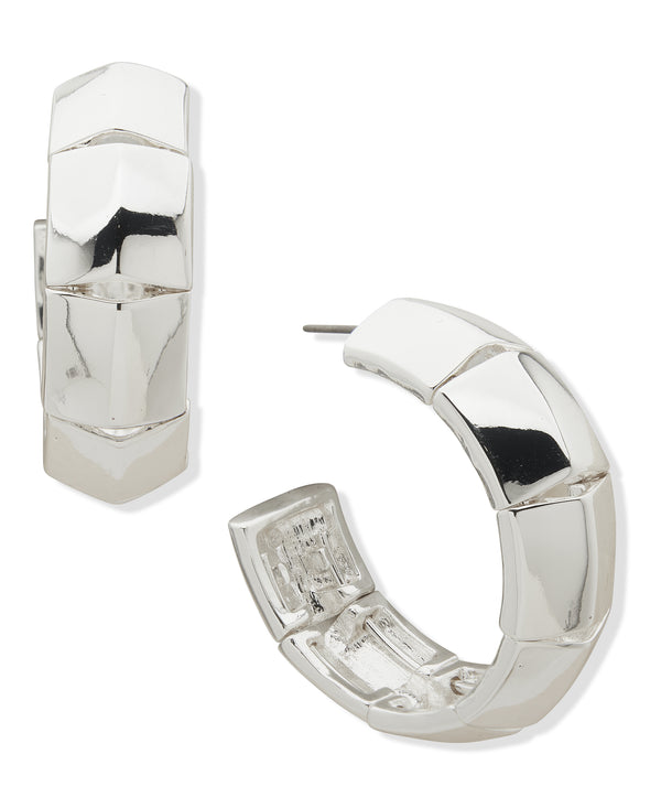 Nine West Silver-Tone Linked Geo C Hoop Earrings