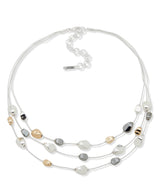 Nine West Tri-Tone Pear Multirow Necklace