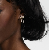 Nadri Eros Small Bow & Pearl Earrings