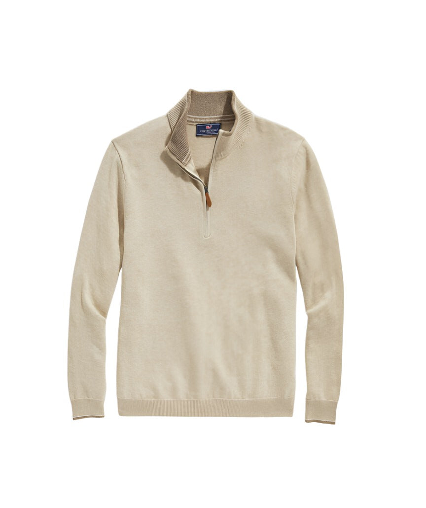Vineyard Vines Mens Boathouse Tipped Quarter Zip Sweater