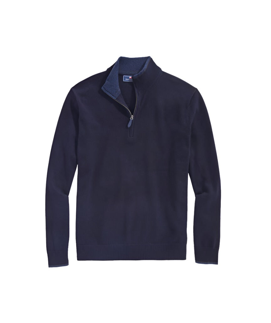 Vineyard Vines Mens Boathouse Tipped Quarter Zip Sweater