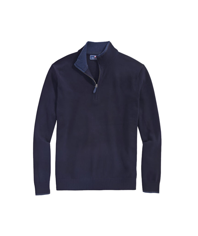 Vineyard Vines Mens Boathouse Tipped Quarter Zip Sweater