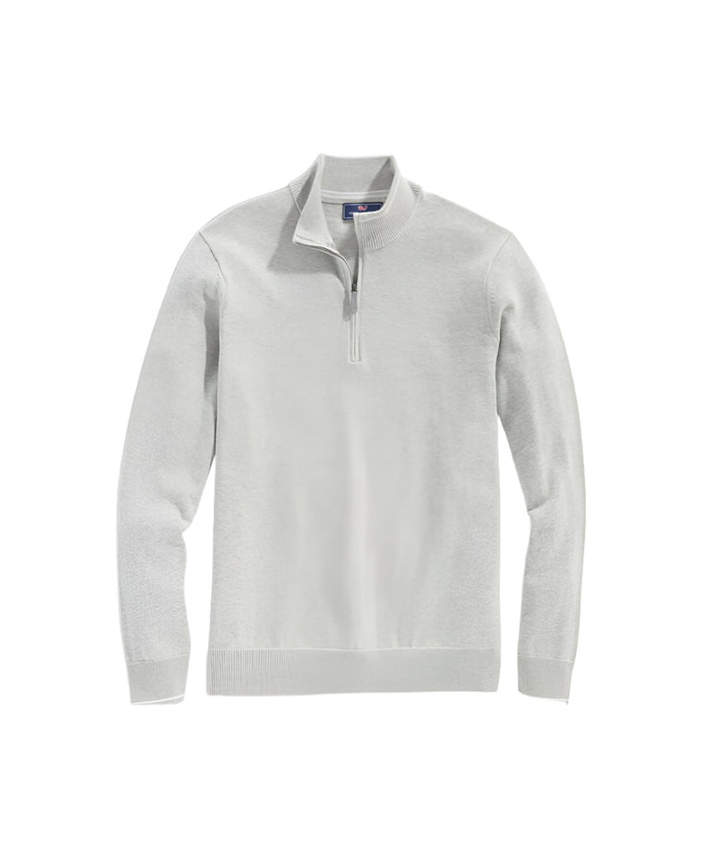 Vineyard Vines Mens Boathouse Tipped Quarter Zip Sweater
