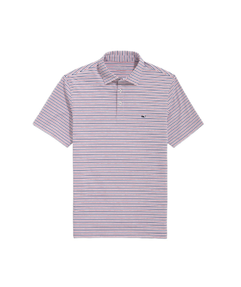 Vineyard Vines Mens Tri-Color Bradley Stripe Sankaty Short Sleeve Polo Shirt