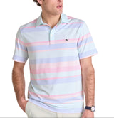 Vineyard Vines Mens Harborview Engineer Stripe Sankaty Performance Short Sleeve Polo Shirt