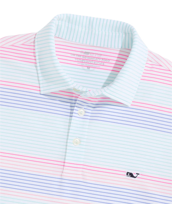 Vineyard Vines Mens Harborview Engineer Stripe Sankaty Performance Short Sleeve Polo Shirt