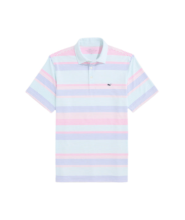 Vineyard Vines Mens Harborview Engineer Stripe Sankaty Performance Short Sleeve Polo Shirt