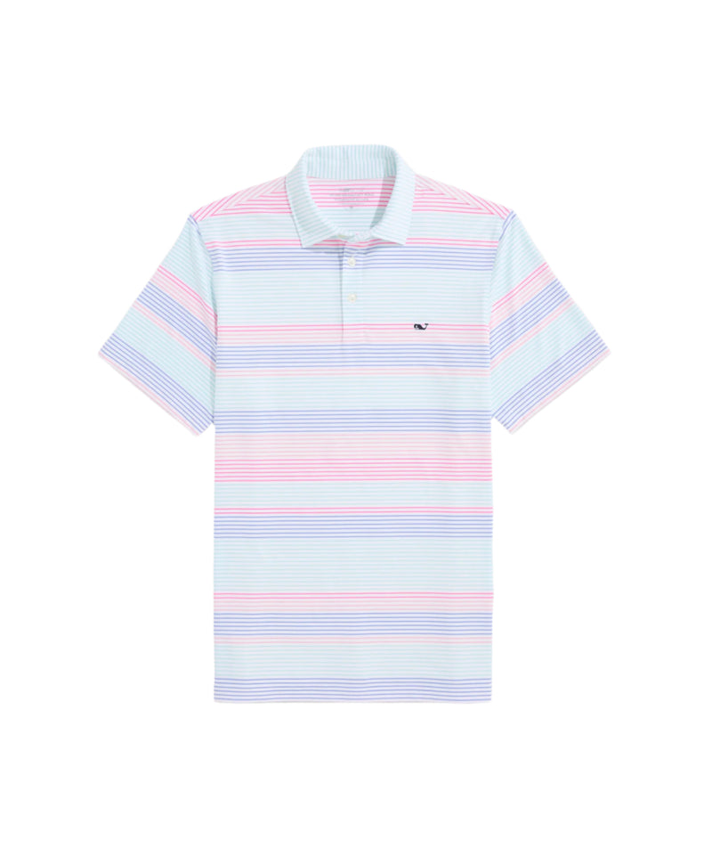 Vineyard Vines Mens Harborview Engineer Stripe Sankaty Performance Short Sleeve Polo Shirt