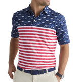Vineyard Vines Mens Performance USA Fish & Palms Sankaty Polo Shirt