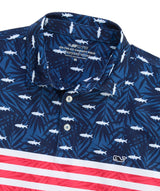 Vineyard Vines Mens Performance USA Fish & Palms Sankaty Polo Shirt