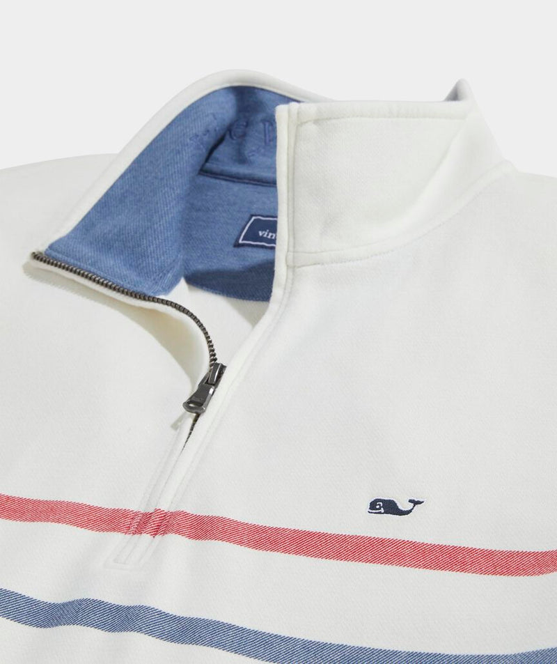 Vineyard Vines Mens Breton Stripe Saltwater 1/4 Zip Sweatshirt