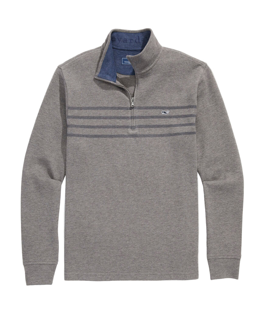 Vineyard Vines Mens Breton Stripe Saltwater Quarter-Zip Long Sleeve Shirt