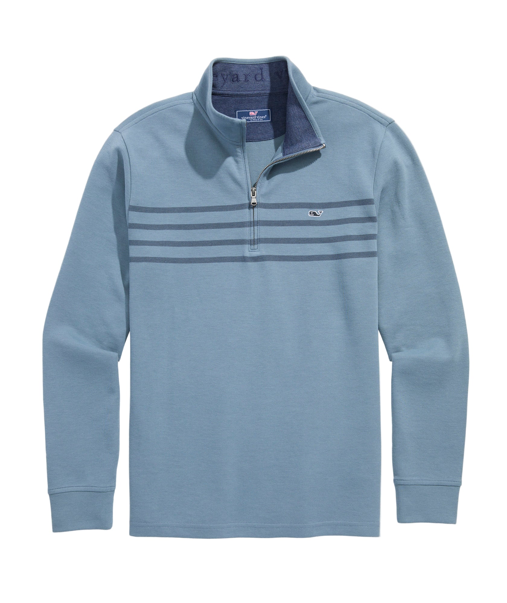 Vineyard Vines Mens Breton Stripe Saltwater Quarter-Zip Long Sleeve Shirt