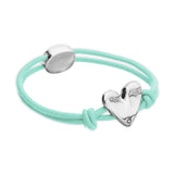 UNOde50 Teal Elastic Thread Silver Heart Charm Bracelet - Medium