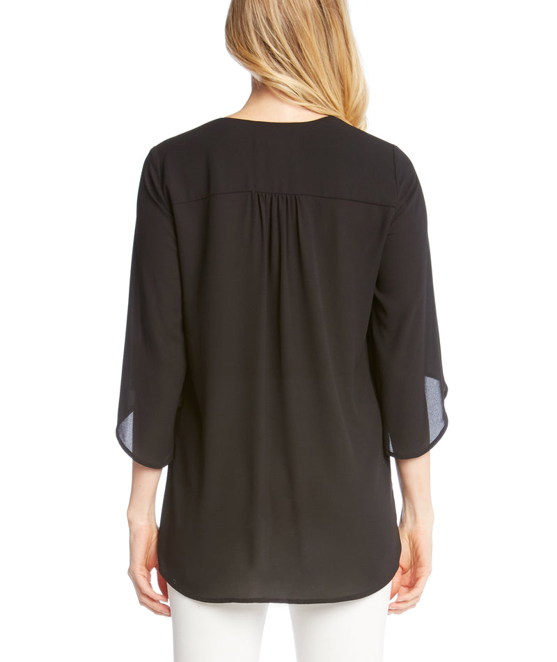 Karen Kane Womens Bracelet Sleeve Asymmetric Top