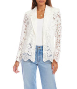 Karen Kane Womens Floral Lace Scallop Edge Blazer