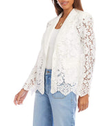 Karen Kane Womens Floral Lace Scallop Edge Blazer