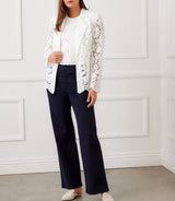 Karen Kane Womens Floral Lace Scallop Edge Blazer